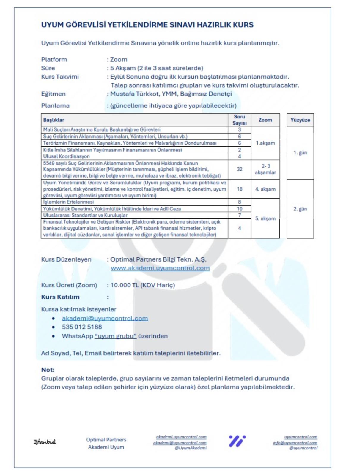 MASAK UG Yetkilendirme Sınav Hazırlık Kurs